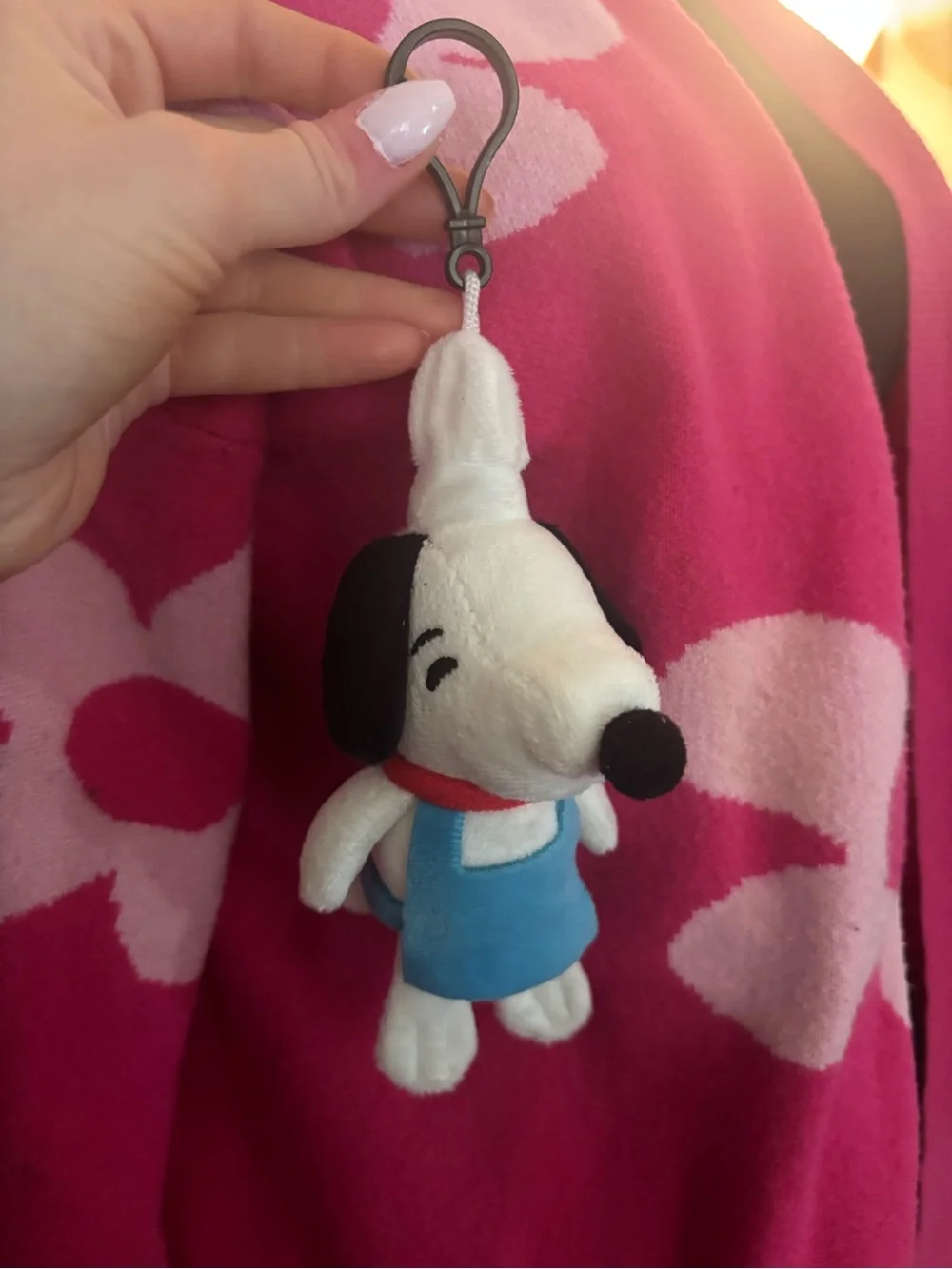 Peanuts Snoopy Plush Keychain Backpack Clip Blue Overalls Stuffed Dog Charm chef